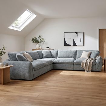 Berlin Grey Fabric Large Corner Sofa Suite