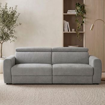 Dakota Grey Fabric 3 Seater Pull Out Electric Recliner Sofa Bed