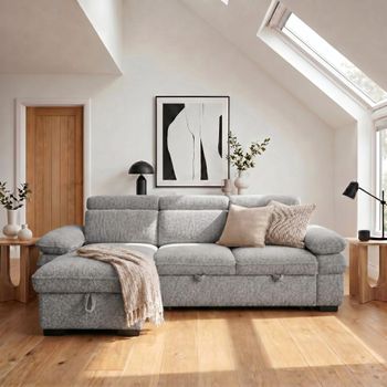 Hudson Universal Grey Fabric Pull Out Bed Corner Sofa