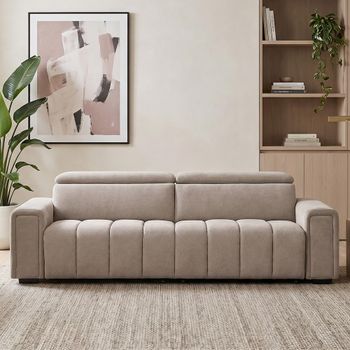Molly Beige Fabric 3 Seater Click Clack Electric Recliner Sofa Bed