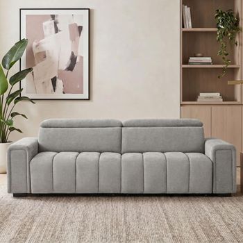 Molly Grey Fabric 3 Seater Click Clack Electric Recliner Sofa Bed