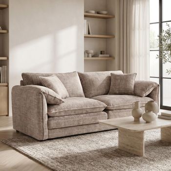 Solaya Beige Fabric 3 Seater Sofa