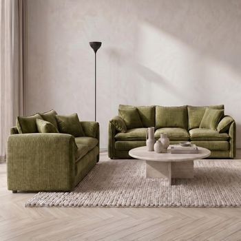 Solaya Green Fabric 3+2 Seater Sofa