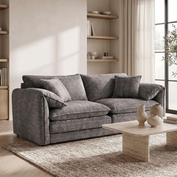 Solaya Grey Fabric 3 Seater Sofa