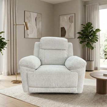 Owen Electric Beige Fabric Recliner Armchair