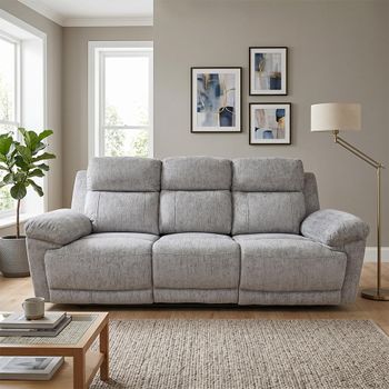 Owen Grey Fabric 3 Seater Electric Recliner Sofa