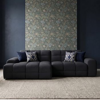 Jacob Black Fabric LHF Corner Sofa