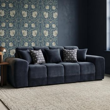 Jacob Black Fabric 3 Seater Sofa
