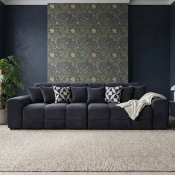 Jacob Black Fabric 4 Seater Sofa