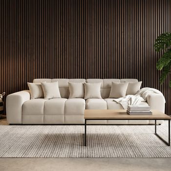Jacob Natural Fabric 4 Seater Sofa
