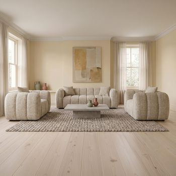 Venice Beige Fabric 3+1+1 Seater Sofa Set