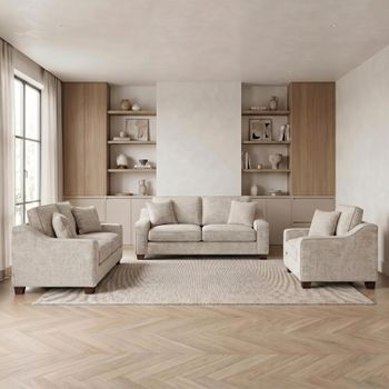 Nebraska Beige Fabric 3+2+1 Seater Sofa Set