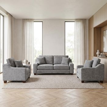 Nebraska Slate Grey Fabric 3+1+1 Seater Sofa Set