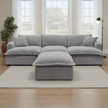 Santa Barbara Modular Grey Fabric Sofa with Footstool