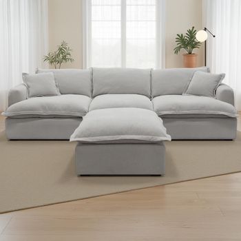 Santa Barbara Modular Stone Fabric Sofa with Footstool