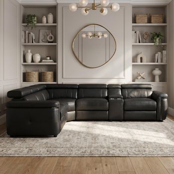 Somerville Black Leather Electric Recliner Corner Sofa