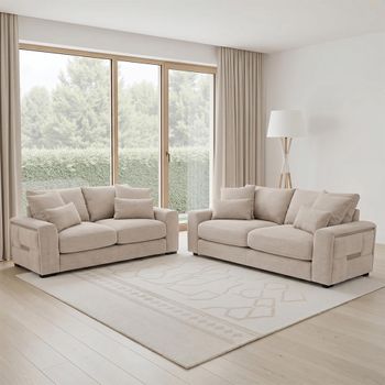 Jupiter Beige Fabric 3+2 Seater Sofa