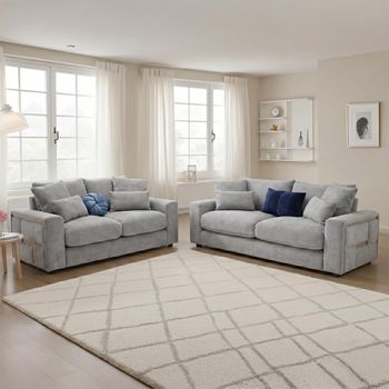 Jupiter Grey Fabric 3+2 Seater Sofa