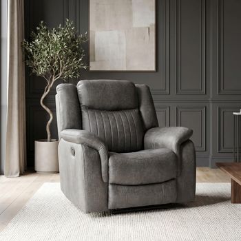 Leon Electric Grey Fabric Recliner Armchair