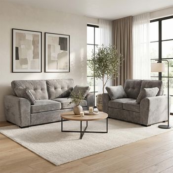 Maxwell Grey Fabric 3+2 Seater Sofa