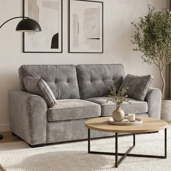 Maxwell Grey Fabric 3 Seater Sofa