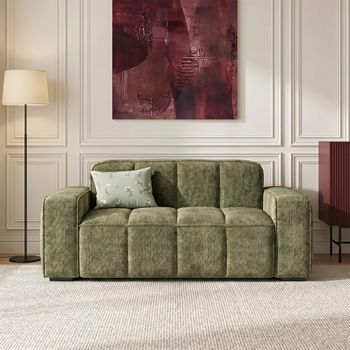 Paris Olive Fabric 2 Seater Sofa