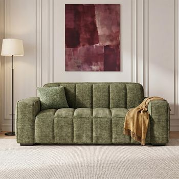 Paris Olive Fabric 3 Seater Sofa