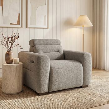 Tokyo Electric Grey Fabric Recliner Sofa Armchair