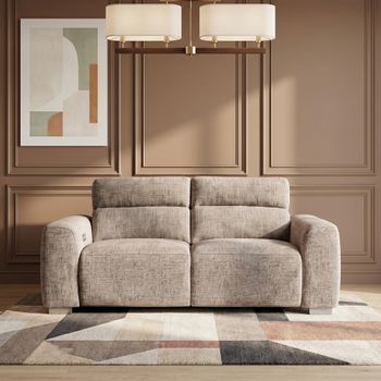 Toronto Beige Fabric 2 Seater Electric Recliner Sofa