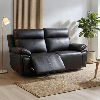 Ashby Black Leather 2.5 Seater Electric Recliner Sofa