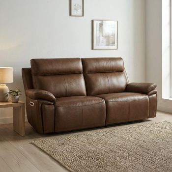 Ashby Tan Leather 2.5 Seater Electric Recliner Sofa