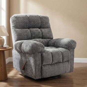 Cloud Swivel Manual Grey Fabric Recliner Armchair