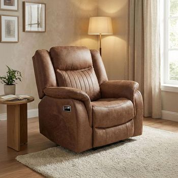Darlington Warm Tan Fabric Recliner Armchair