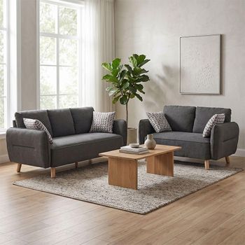 Georgia Dark Grey Fabric 3+2 Seater Suite Sofa