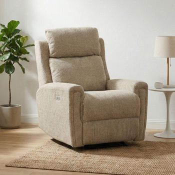 Mayfair Electric Beige Fabric Recliner Armchair