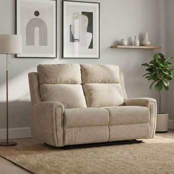 Mayfair Beige Fabric 2 Seater Electric Recliner Sofa