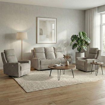 Mayfair Ash Grey Fabric 3+1+1 Seater Suite Electric Recliner Sofa