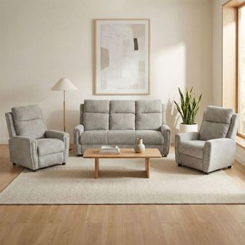 Mayfair Ash Grey Fabric 3+1+1 Seater Suite Sofa