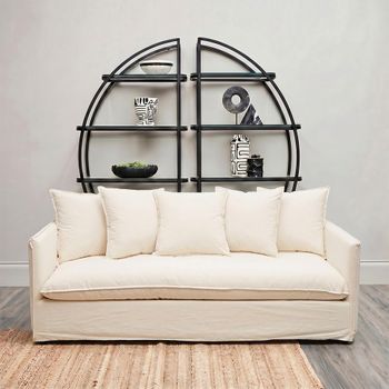 Antibes Cream Fabric 3 Seater Sofa