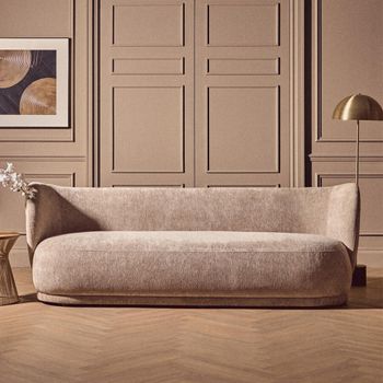 Delray Deep Stone Chenille Fabric 3 Seater Sofa