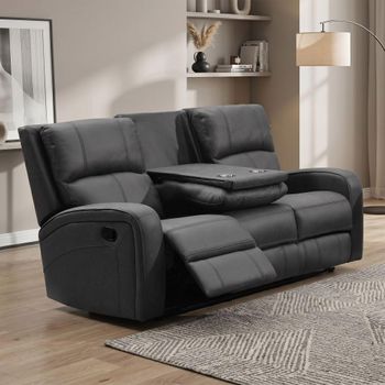 Silverton Grey Fabric 3 Seater Recliner Sofa with Storage Console