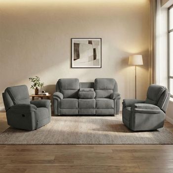 Westbury Stone Grey Fabric 3+1+1 Seater Recliner Sofa