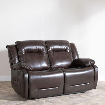 Clearance - Athena Electric Recliner Dark Brown Leather 2 Seater Sofa