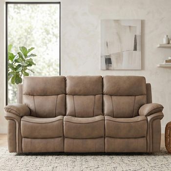Richmond Leather Look Fabric 3 Seater Sahara Manual Recliner Sofa