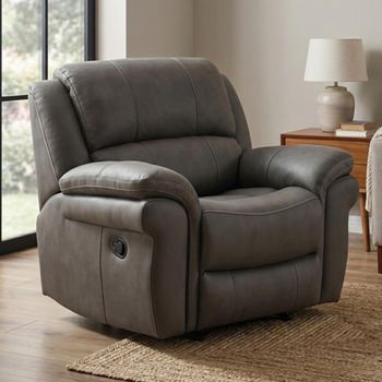 Farnham Ultra Manual Grey Fabric Recliner Armchair