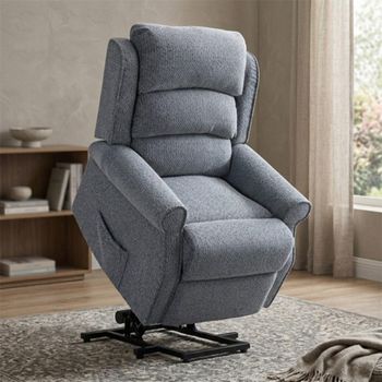 Windsor Lift and Tilt Electric Steel Blue Fabric Single Motor Recliner Armchair