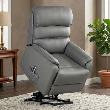 Savoy Lift and Tilt Electric Grey Leather Dual Motor Recliner Armchair
