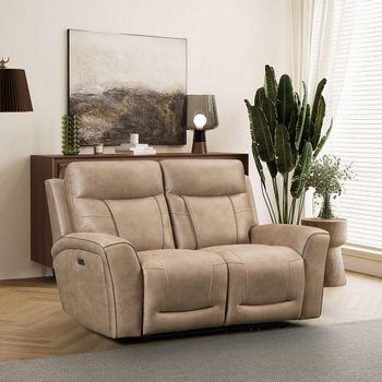 Nico Power Sand Fabric 2 Seater Recliner Sofa