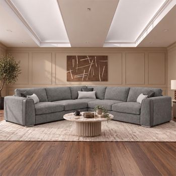 Naples Grey Fabric Large Corner Sofa