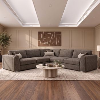 Naples Mocha Fabric Large Corner Sofa
